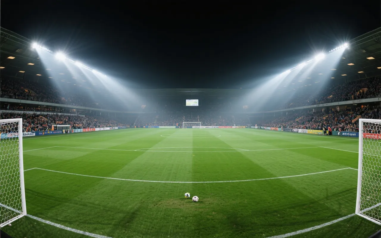 绿茵与聚光灯下的球场